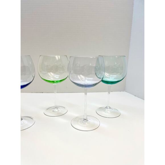 Block Crystal Mouth Blown Crystal Pastel Tint Balloon Wine Glasses - Picture 6 of 11